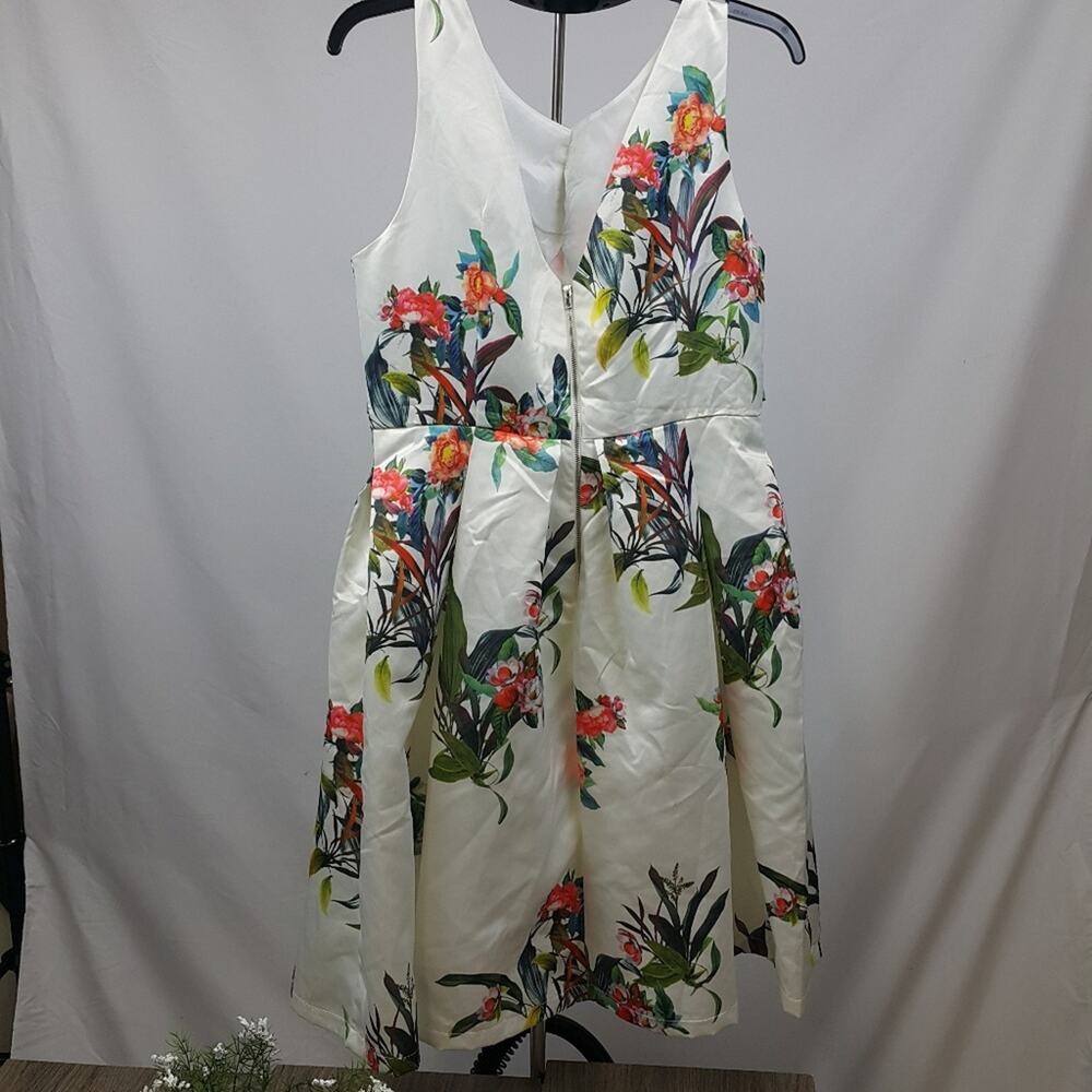 Jeuvre White‎ Floral Dress sz XL/14/42 - Picture 3 of 6